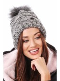 Cappuccino-black winter hat with ribbing C32 - Online store - Boutique